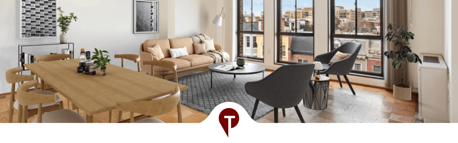 A living room photography where the furniture has been virtually staged.